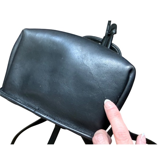 Vintage Coach Small Daypack Black Leather Drawstring Backpack Bag Nickel 9960 main image 13